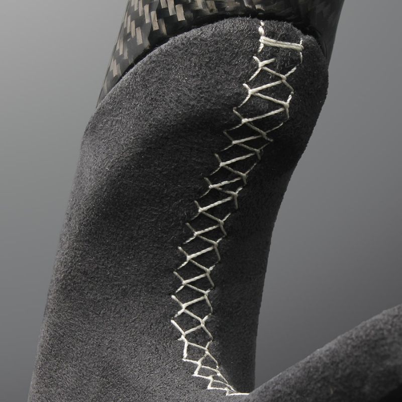 最上位モデル 艶有リアルカーボン×アルカンターラBK×シルバーステッチ 純正交換ガングリップステアリング スープラ DB系 R1 5-R8 4 LS247 BRIGHTFACE_UK