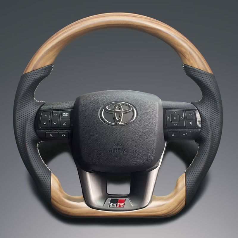 ユーロステッチ採用 マットアッシュブラウン x シルバーステッチ 純正交換ガングリップステアリング ハイラックス 120系 H29 9- LS221 GRスポーツ取付可