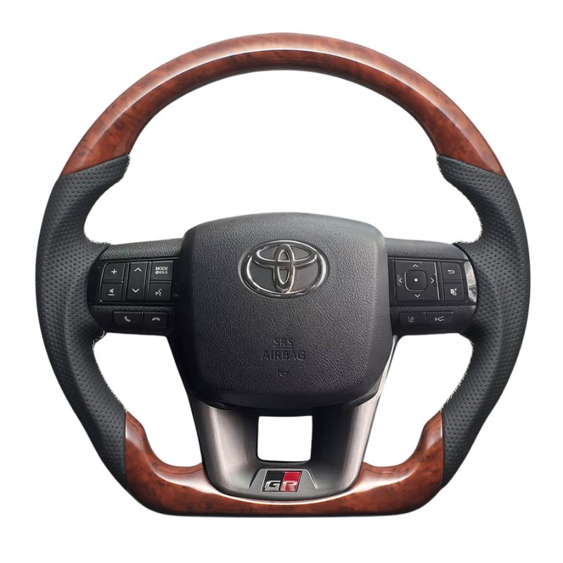 高品質の証ユーロステッチ採用 茶木目 x シルバーステッチ 純正交換ガングリップステアリング ランクル 70系 R5|11- 現行モデル LS220