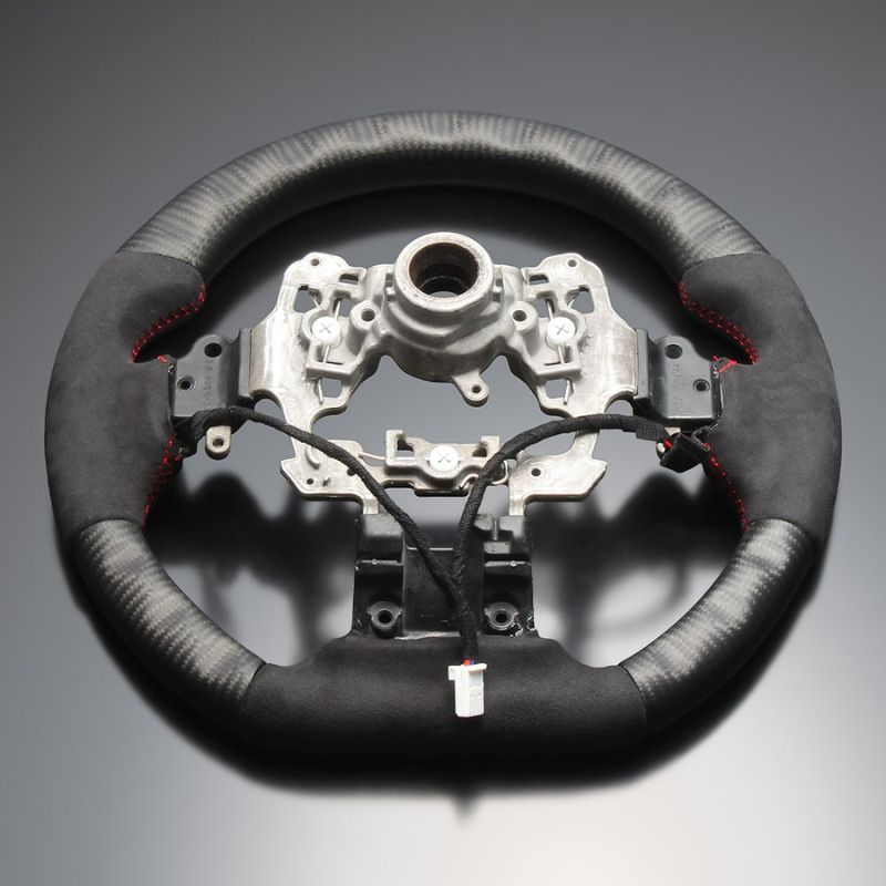 最上位モデル マットリアルカーボン×アルカンターラBK×レッドユーロステッチ D型ガングリップステアリング プリウス 60系 Gグレード LS214 BRIGHTFACE_UK