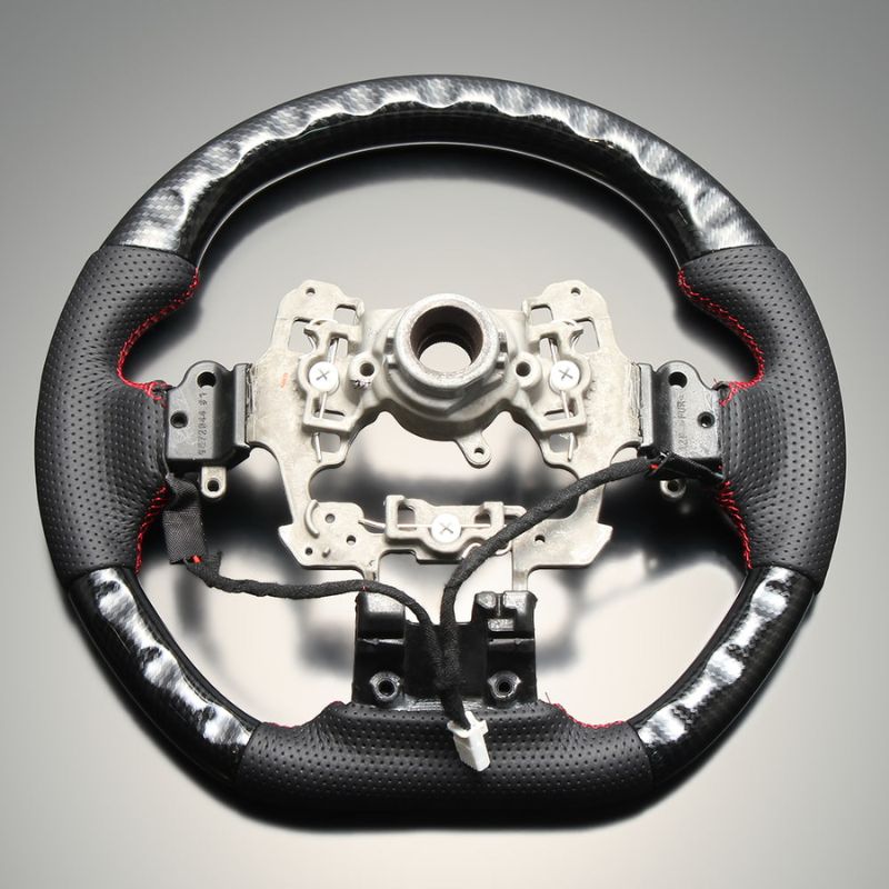 高品質の証ユーロステッチ採用 カーボン調xレッドステッチ 純正交換ガングリップステアリング プリウス 60系 Gグレード LS213 BRIGHTFACE_UK