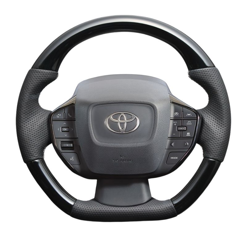 高品質の証ユーロステッチ採用 ピアノブラックxシルバーステッチ 純正交換ガングリップステアリング プリウス 60系 Gグレード LS212