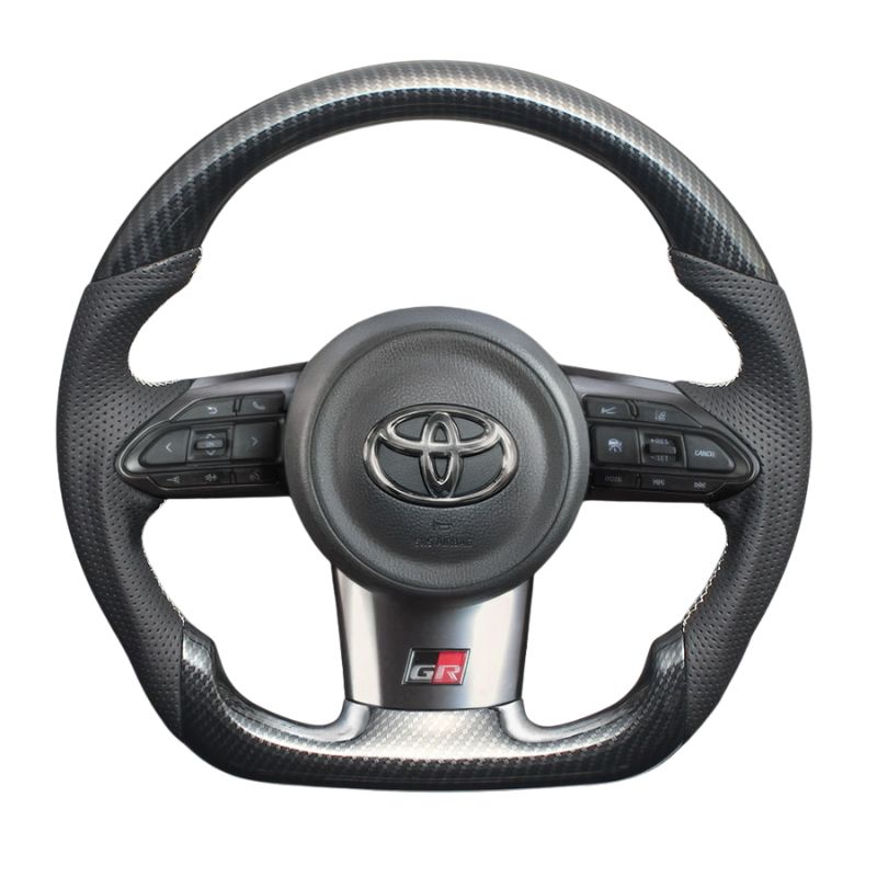 高品質の証ユーロステッチ採用 カーボン調xシルバーステッチ 純正交換ガングリップステアリング GRカローラ 10系 LS207 GR ヤリス ヤリスクロス不可