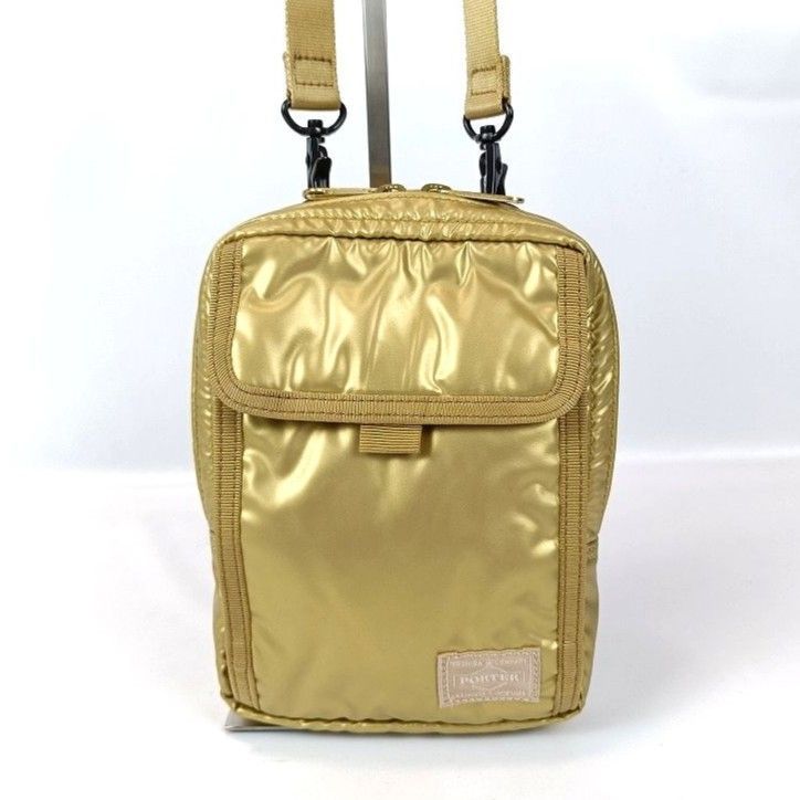級 PORTER ポーター ミニ ショルダーバック スマホショルダー 光沢ナイロン ゴールド クレイジーケンバンド Crazy Ken s Syndicateコラボ メンズ レディース