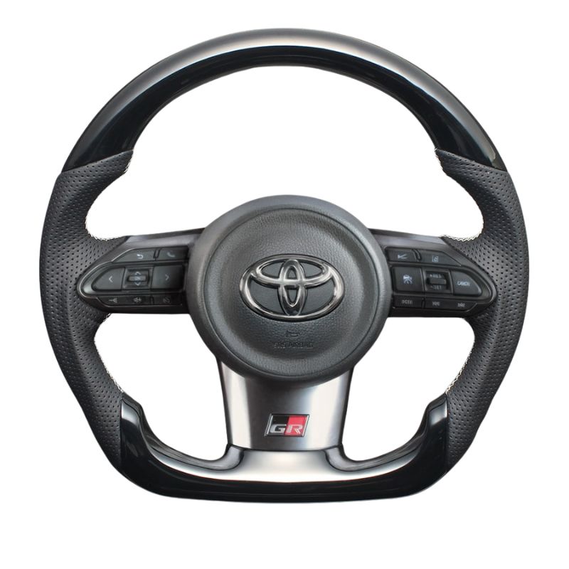 ユーロステッチ採用 ピアノブラックxシルバーステッチ 純正交換ガングリップステアリング GRカローラ 10系 LS206 GR ヤリス|ヤリスクロス不可