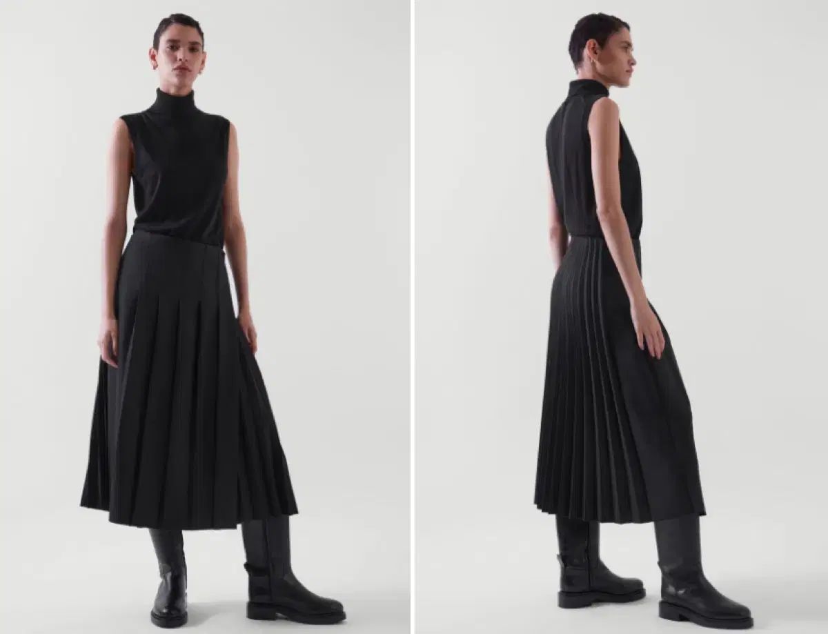 コス プリーツ ラップ ミディ スカート ネイビー