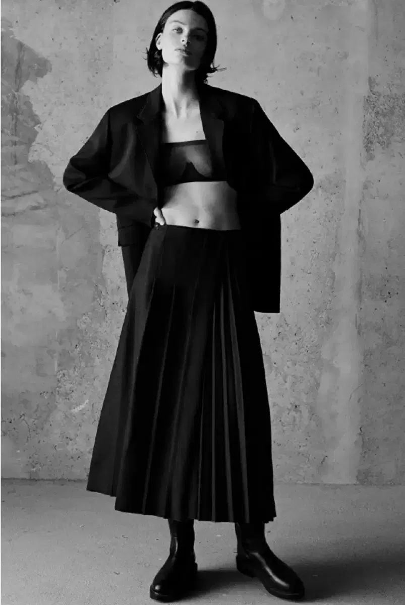 コス プリーツ ラップ ミディ スカート ネイビー GULLKHAN_COM