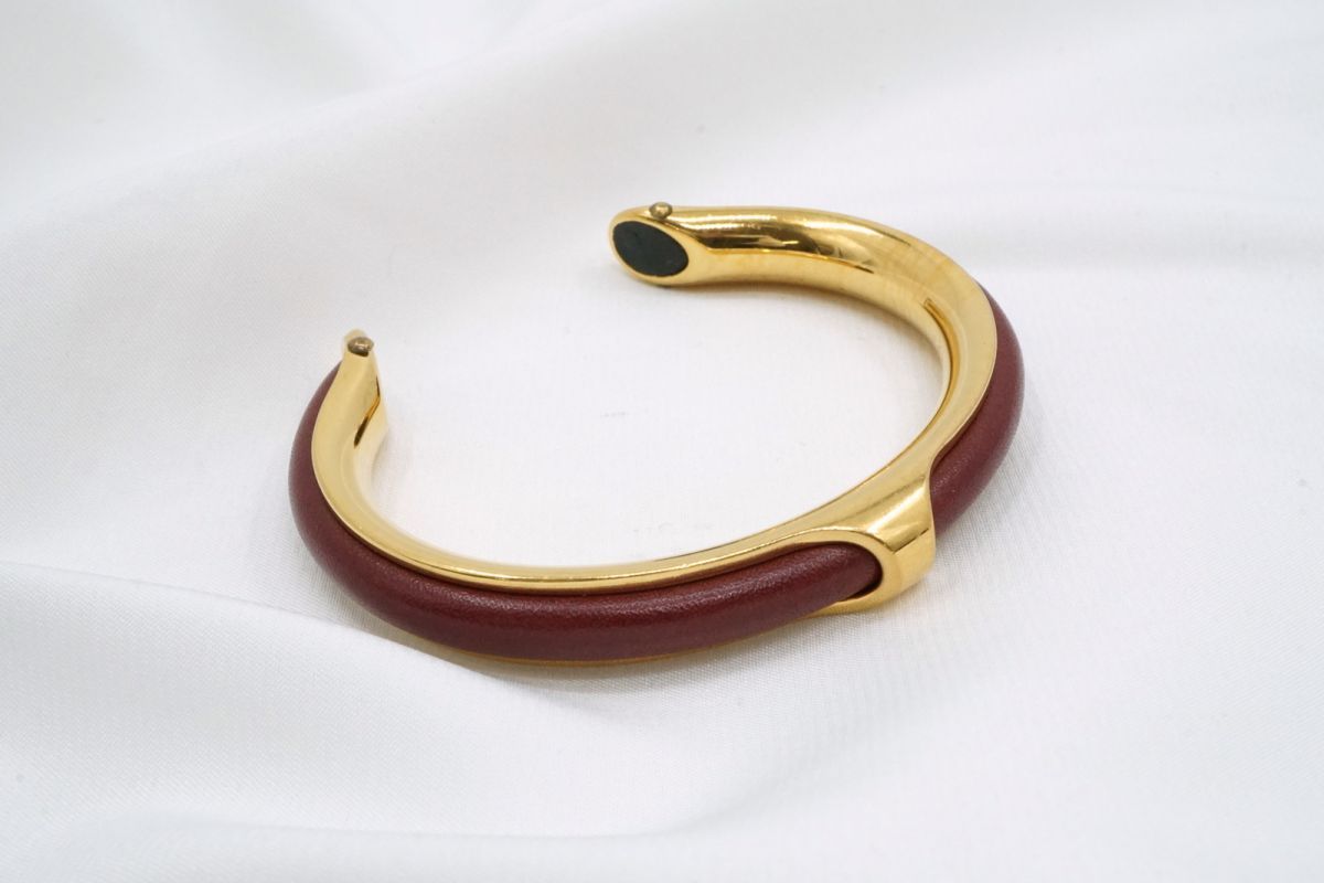 エルメス エルメス メドール ブレスレット バングル レザー ブラウン