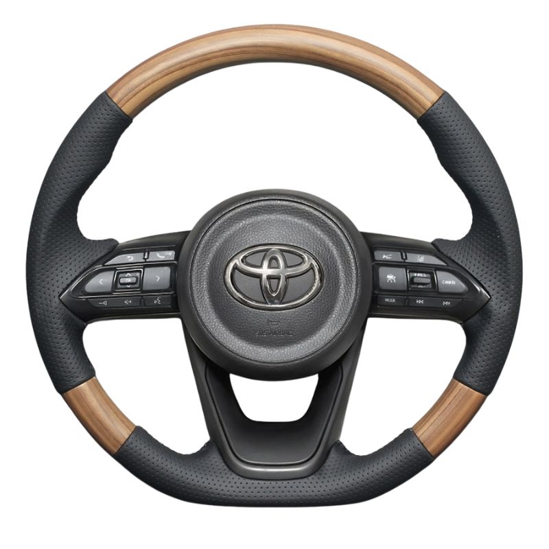 高品質の証ユーロステッチ採用 マットアッシュブラウン x ブラックステッチ 純正交換ガングリップステアリング ヤリス MXP10系 R2|2- LS197