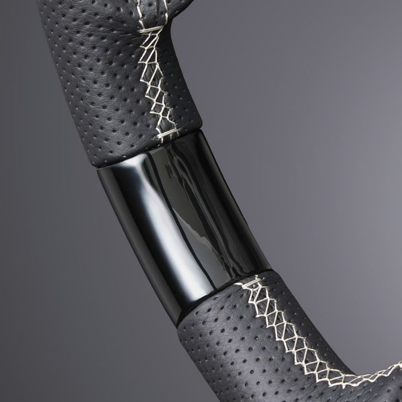 高品質の証ユーロステッチ採用 ピアノブラックxシルバーステッチ