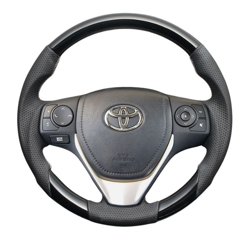 ユーロステッチ採用 ピアノブラックxシルバーステッチ ガングリップステアリング アイシス ZGM10系 H16|9-H29 LS193 純正3スポークデザインのみ対応