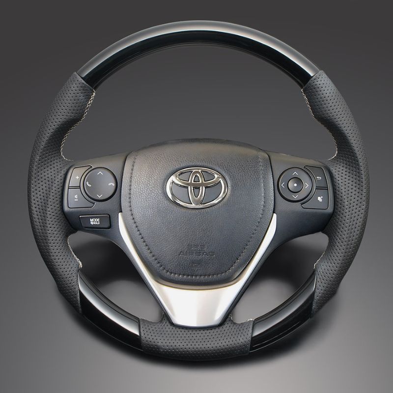 ユーロステッチ採用 ピアノブラックxシルバーステッチ ガングリップステアリング アイシス ZGM10系 H16 9-H29 LS193 純正3スポークデザインのみ対応