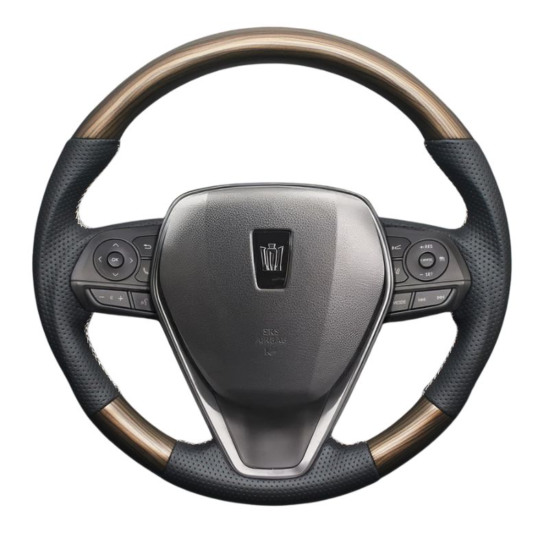 ユーロステッチ採用 ウォールナット茶木目xシルバーステッチ 純正交換ガングリップステアリング RAV4 50系 R01|10- LS205 ハイブリッドは取付不可