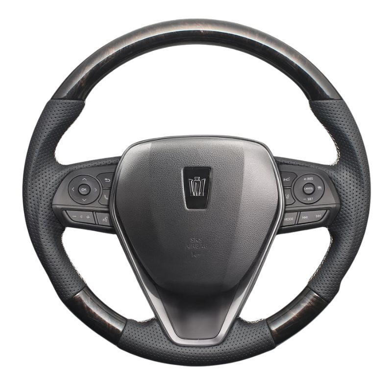 高品質の証ユーロステッチ採用 マホガニ調黒木目xシルバーステッチ 純正交換ガングリップステアリング RAV4 50系 R01|10- LS204 ハイブリッドは取付不可