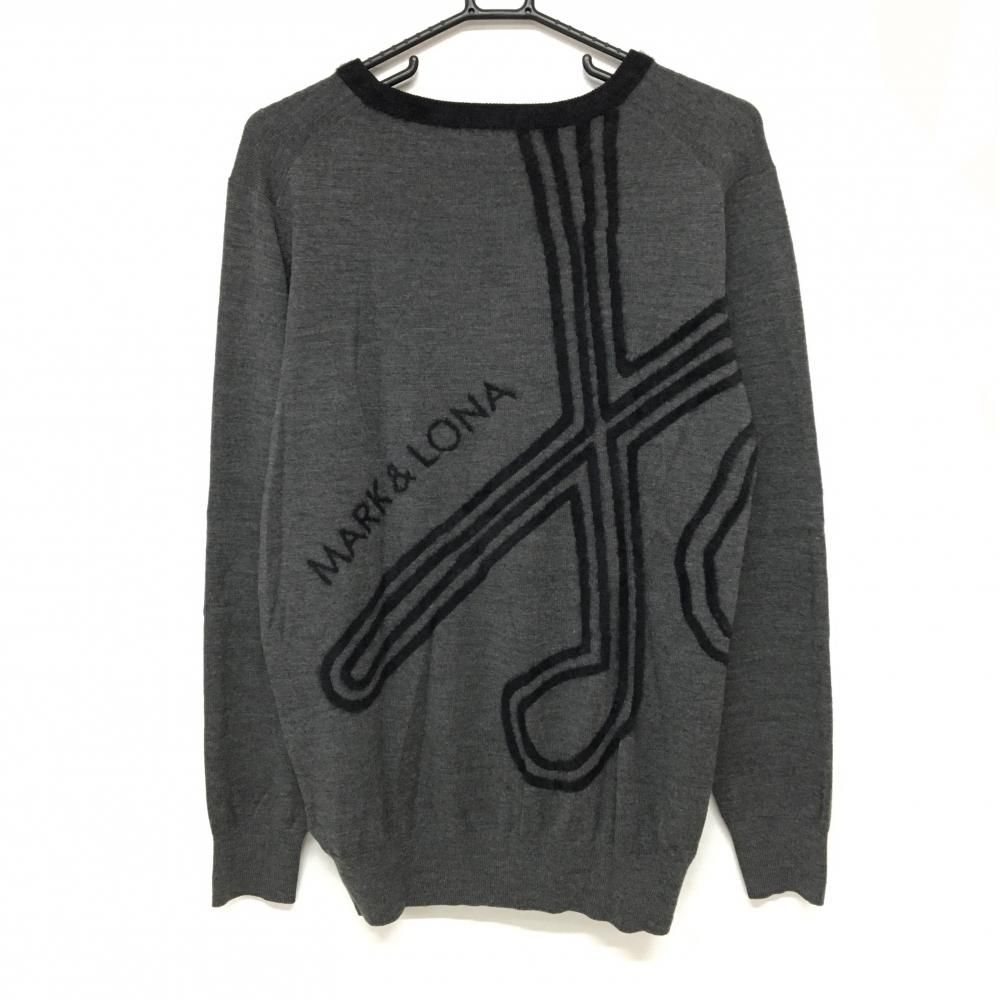 マークアンドロナ セーター グレー×黒 ビックスカル ニット メンズ 50 XL ゴルフウェア MARK＆LONA