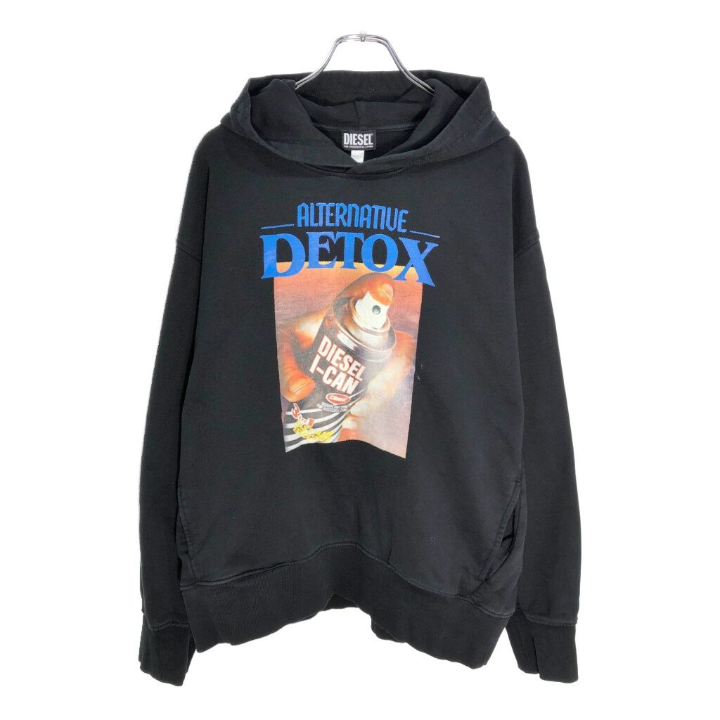 DIESEL ディーゼル グラフィック スウェット パーカー ブラック メンズ L 古着 V7146