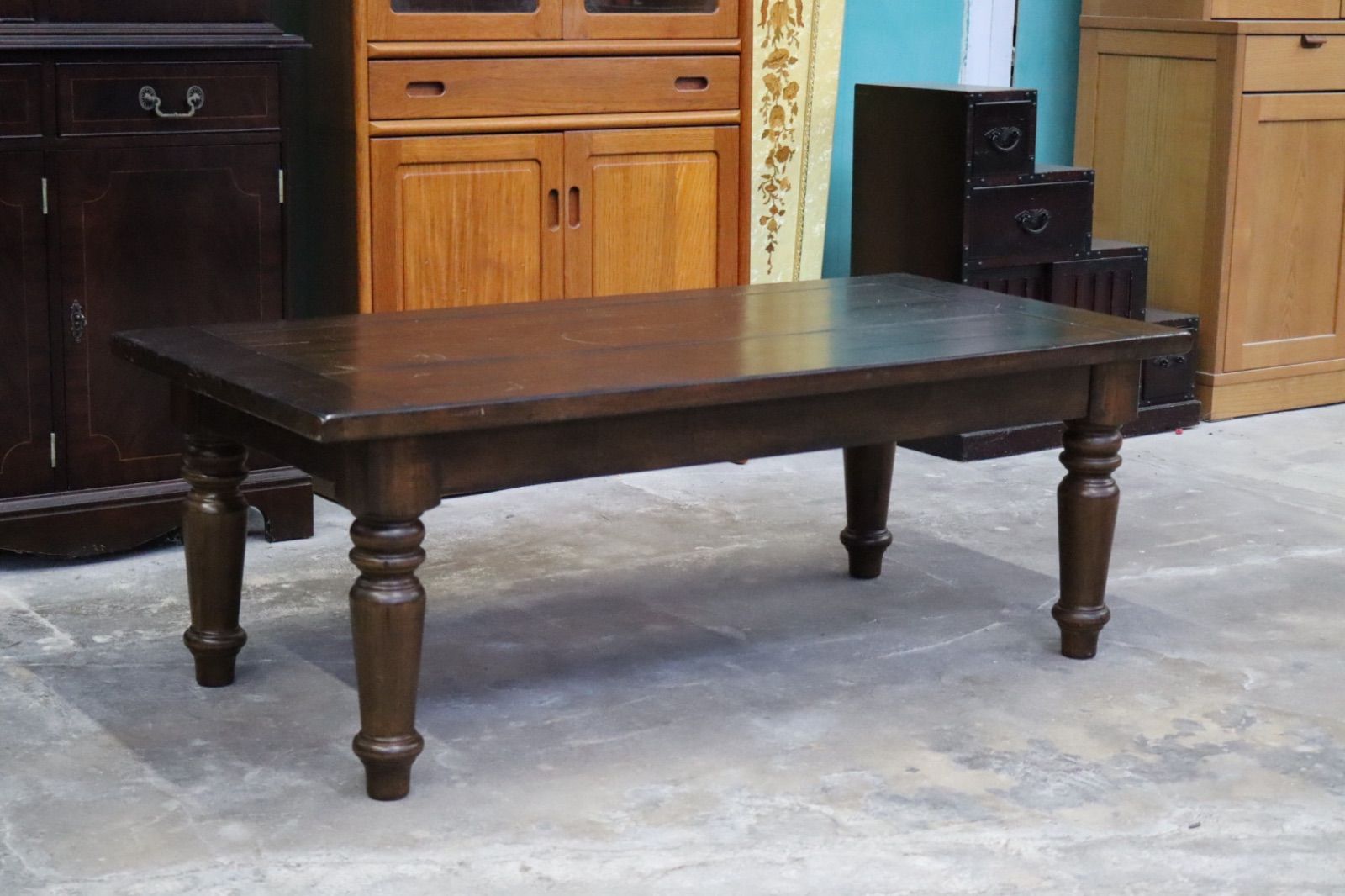 GMIK558E センターテーブル ローテーブル リビングテーブル 木製 無垢材 応接 レトロ ヴィンテージ クラシック