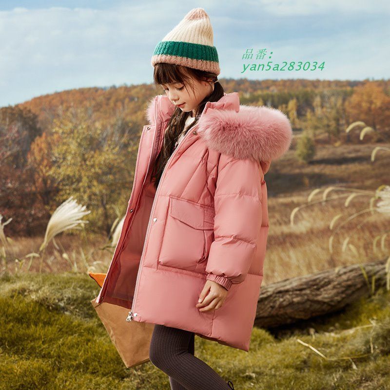 ダウンジャケット ダウンコート 子供服 女の子 キッズ ジュニア コート ファーフード付き アウター 厚手 女児 ロングコート 秋冬 通学 ダウン 防寒対策 yan 5 a 283034