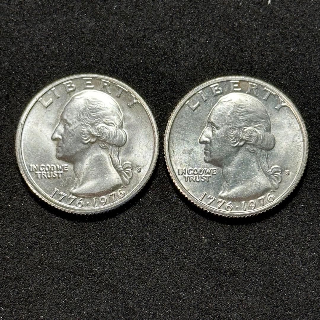 銀貨】1976年 アメリカ 建国200周年記念 25セント銀貨 2枚セット（S