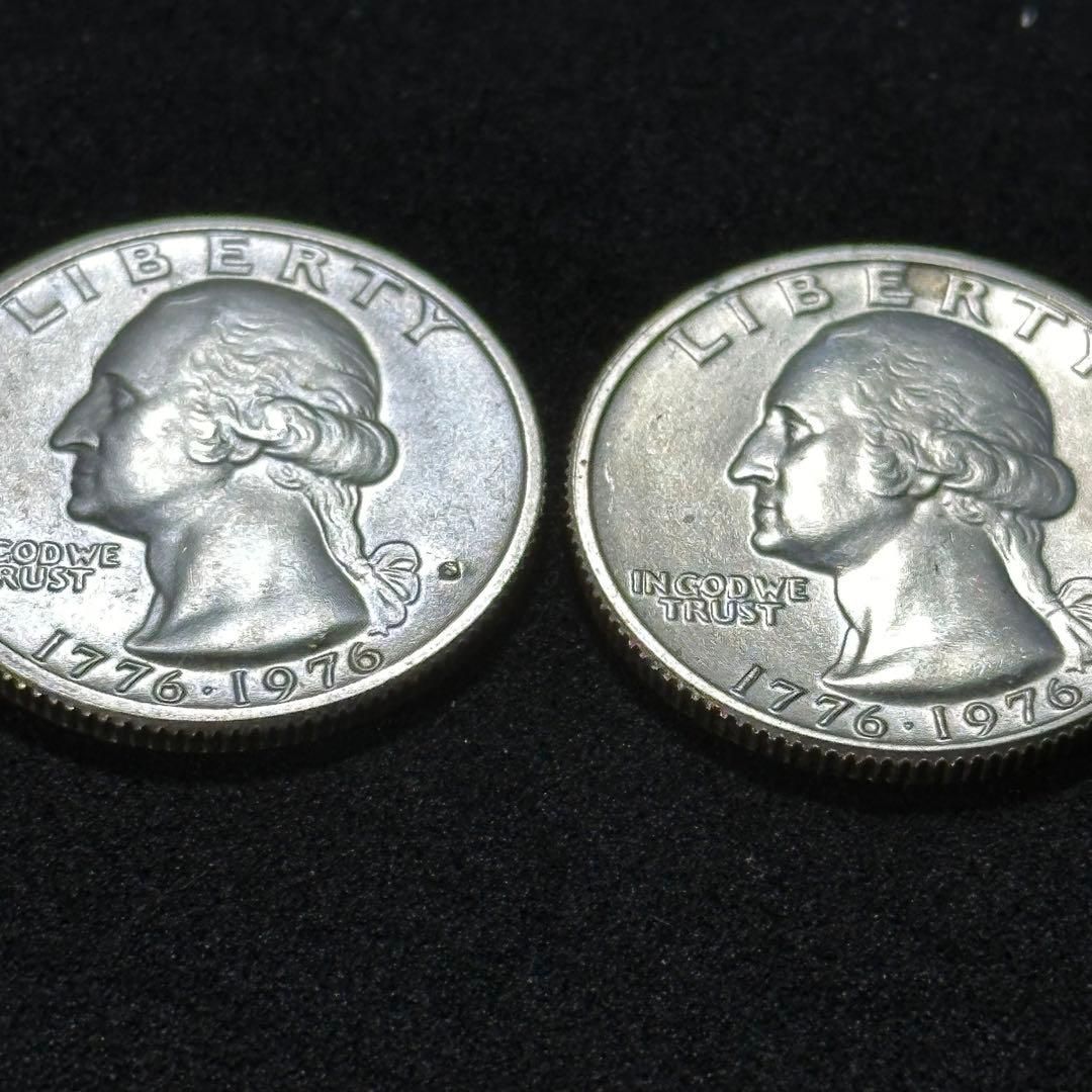 銀貨】1976年 アメリカ 建国200周年記念 25セント銀貨 2枚セット（S