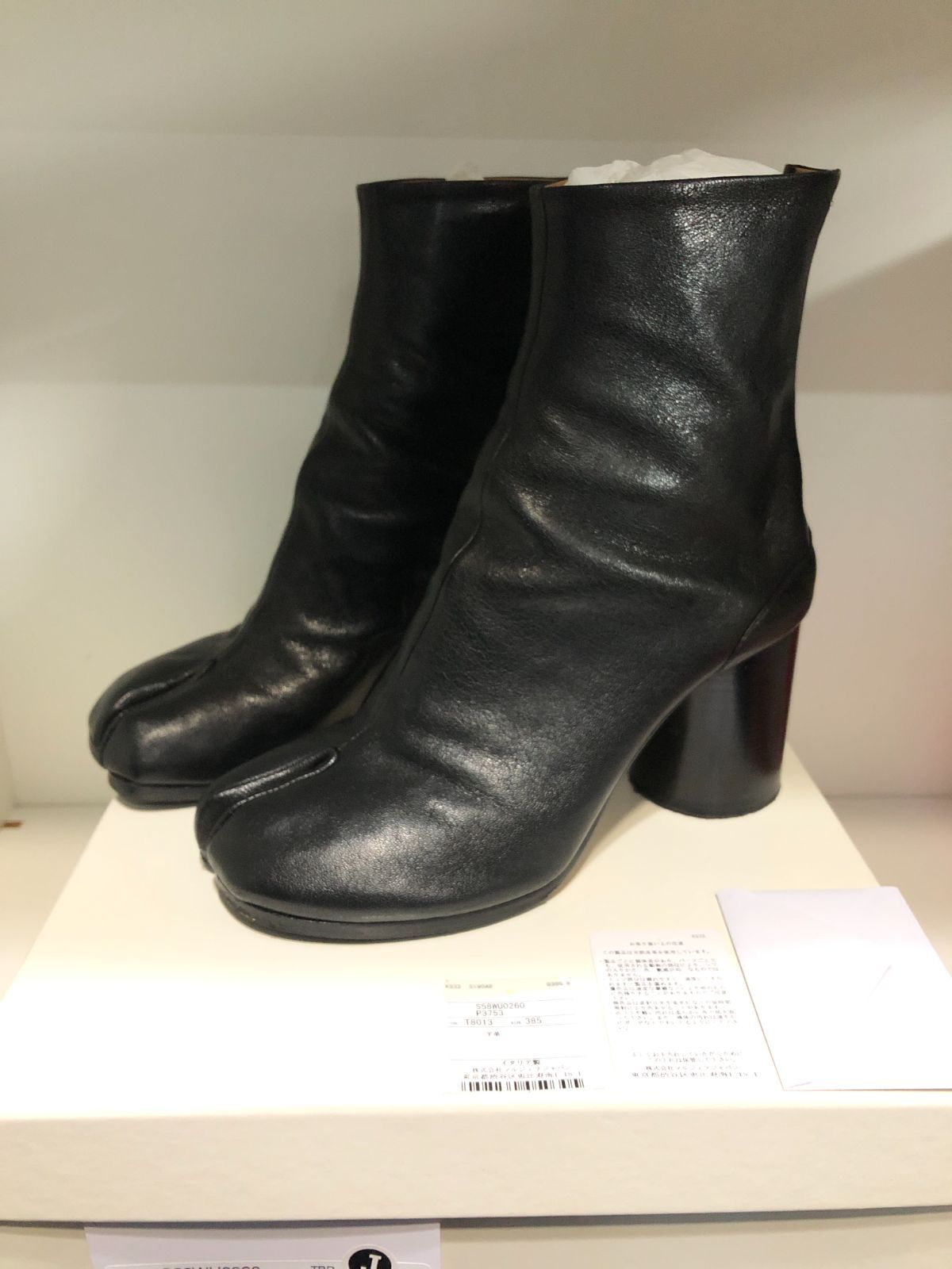 040192 Maison Margiela TABI BOOTS 38.5 ブラック レザー ブーツ タビ 足袋 シューズ レディース S58WU0260 メゾン マルジェラ