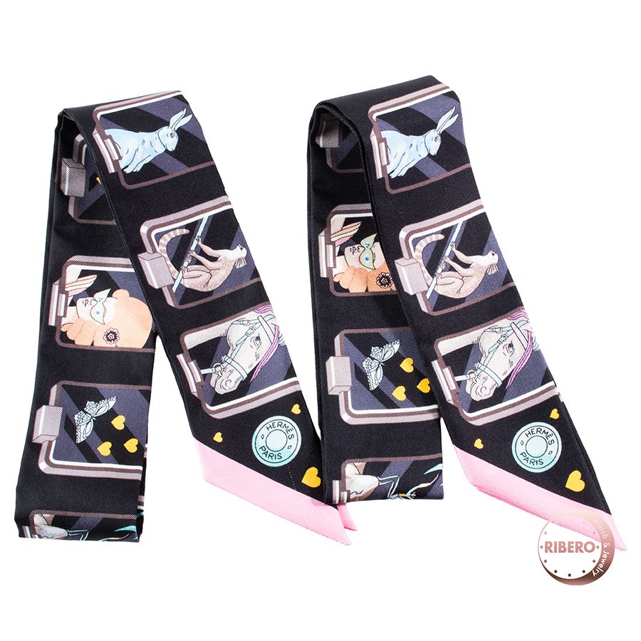 HERMES エルメス Hermes Story エルメス ストーリー 063875S 10 ツイリー スカーフ 2本セット ブラック