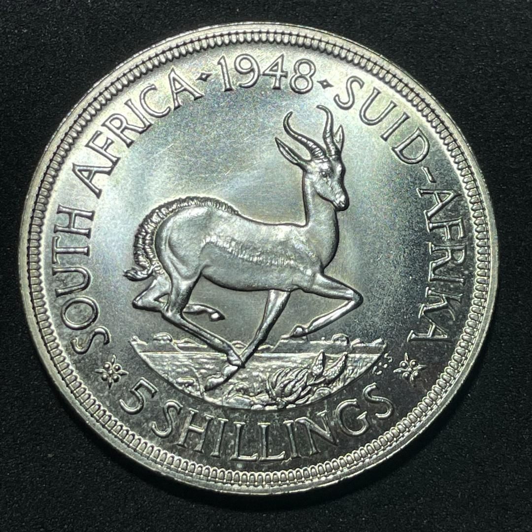 銀貨】1948年 南アフリカ 5シリング 銀貨 ジョージ6世／スプリング