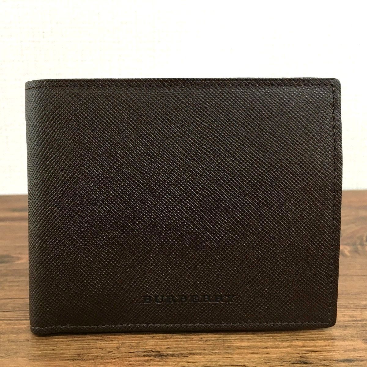 244 み BURBERRY 二つ折り財布 ダークブラウン レザー