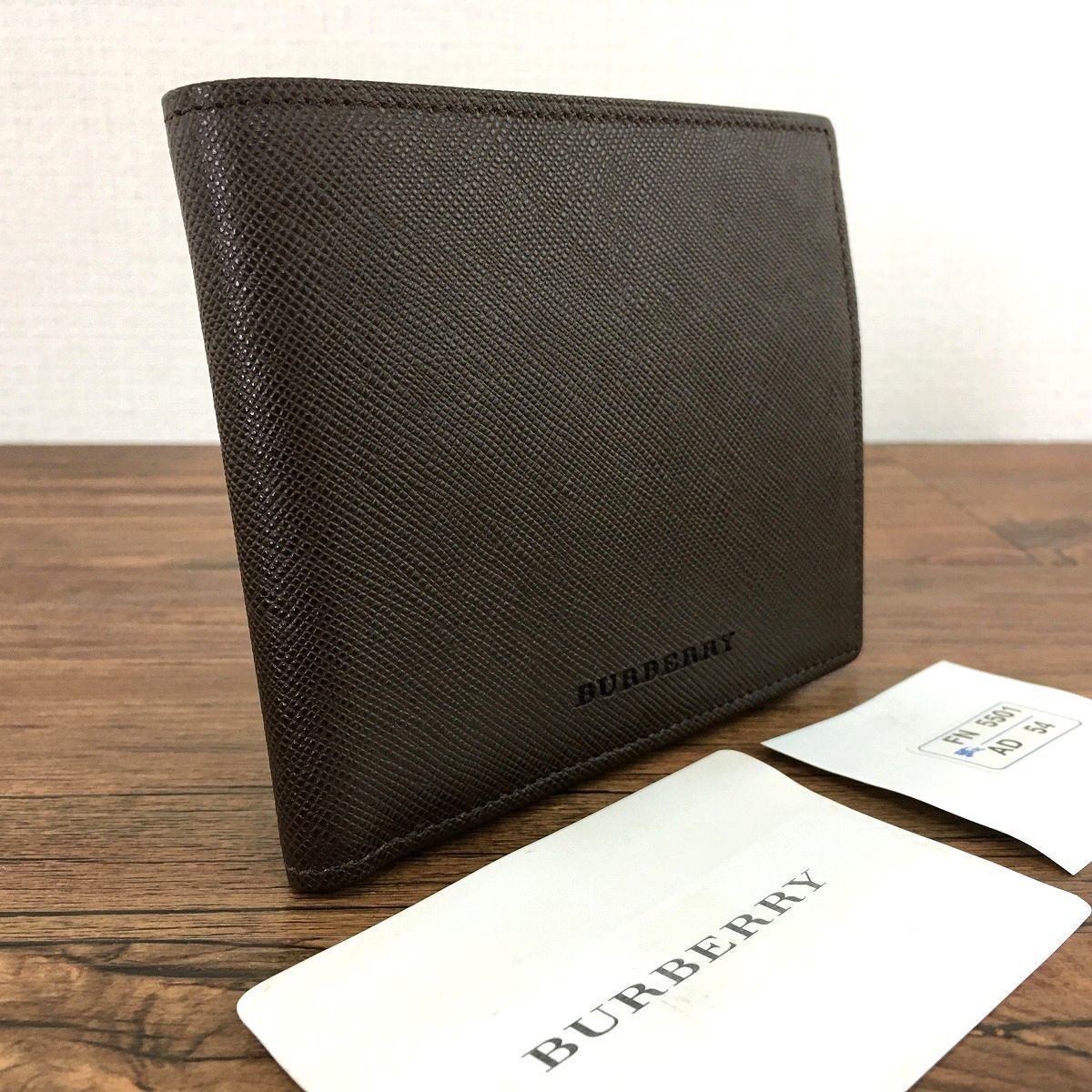 244 み BURBERRY 二つ折り財布 ダークブラウン レザー
