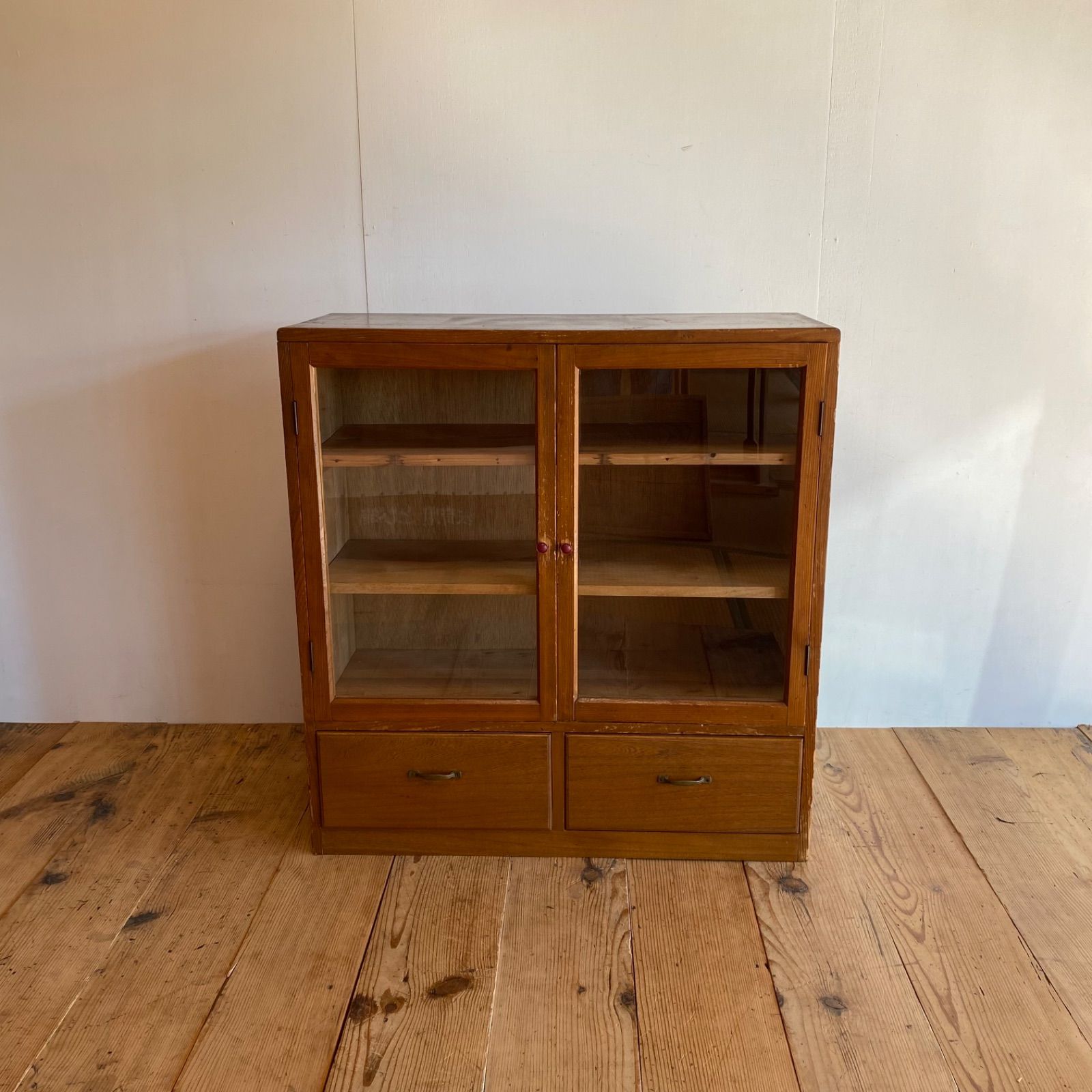 アンティーク ガラス キャビネット 戸棚 本棚 食器棚 レトロ y219