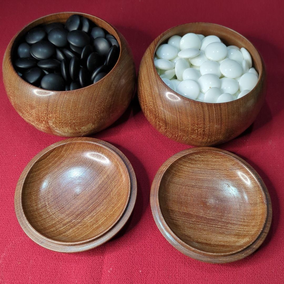 囲碁 白石 不明 那智黒 石セット 木製容器付き