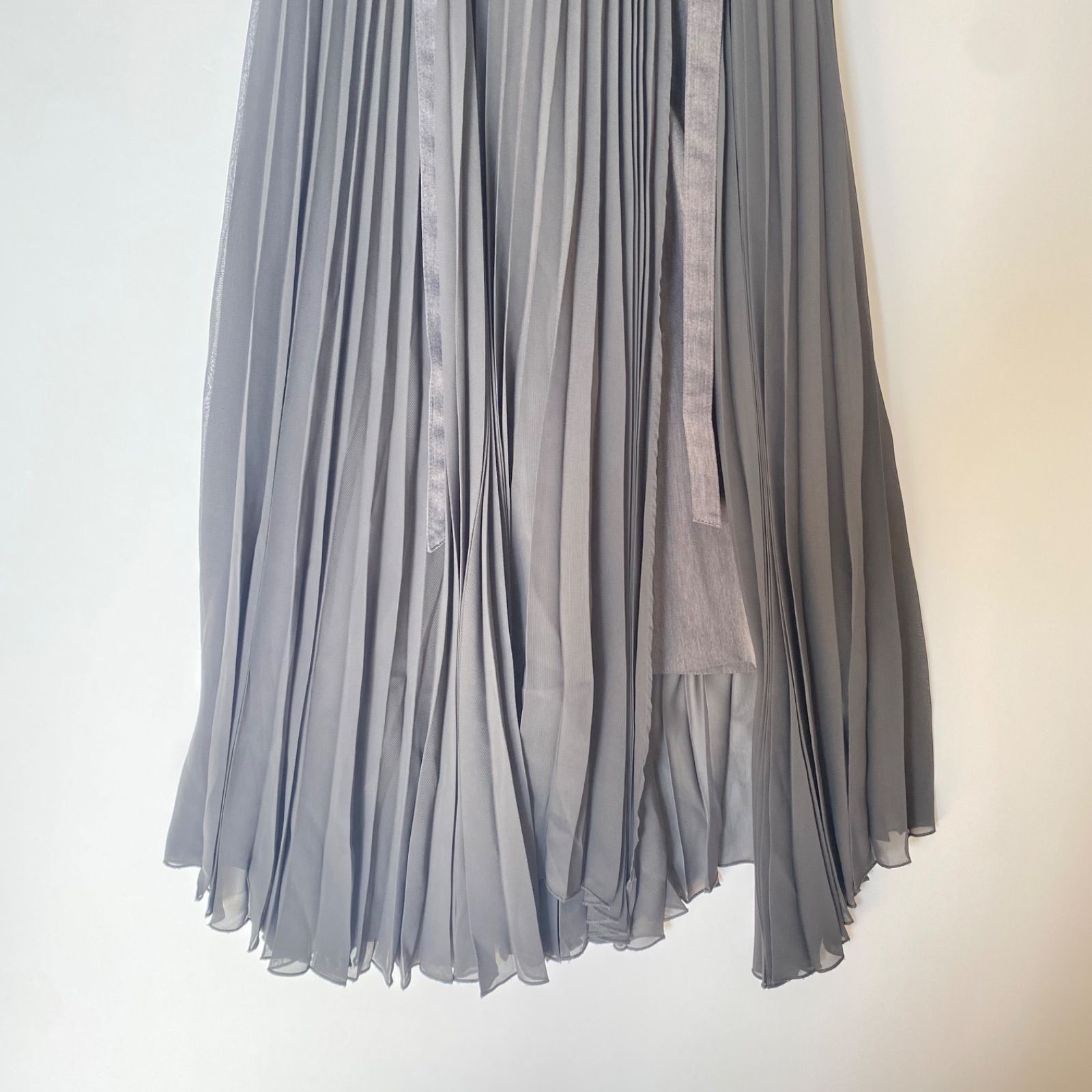 ameri⭐︎グレースカート AMERI STRIPE DARWSTRING LONG SKIRTグレーM