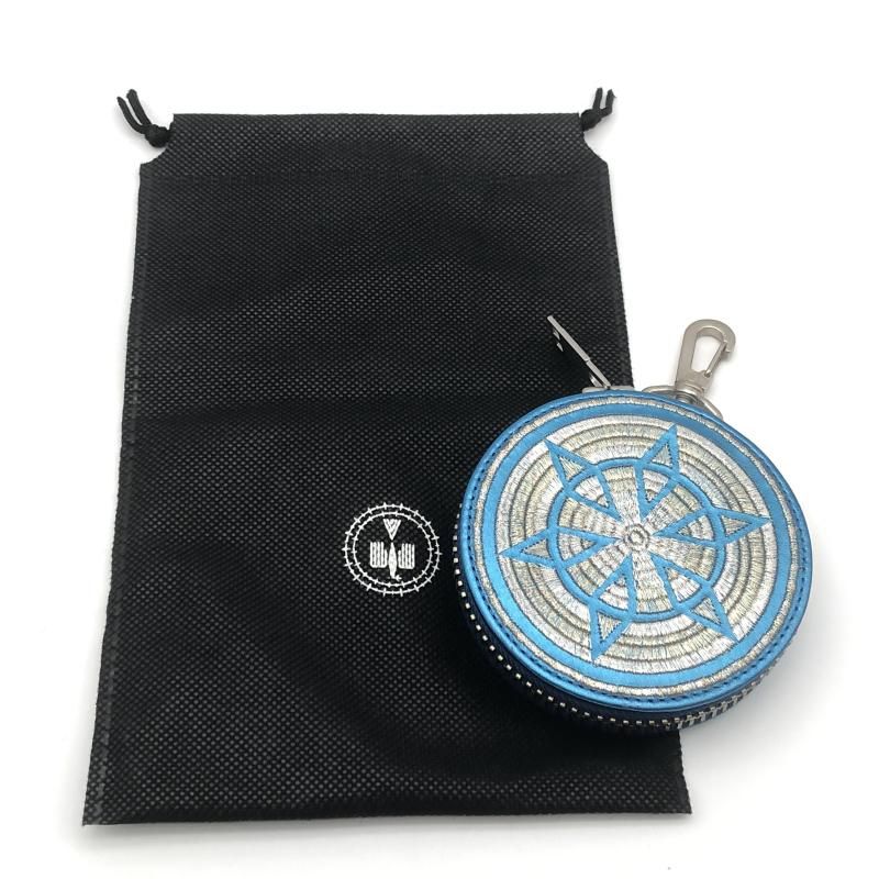 中古】blackmeans 刺繍コインケース ブルー ホワイト ブラックミーンズ