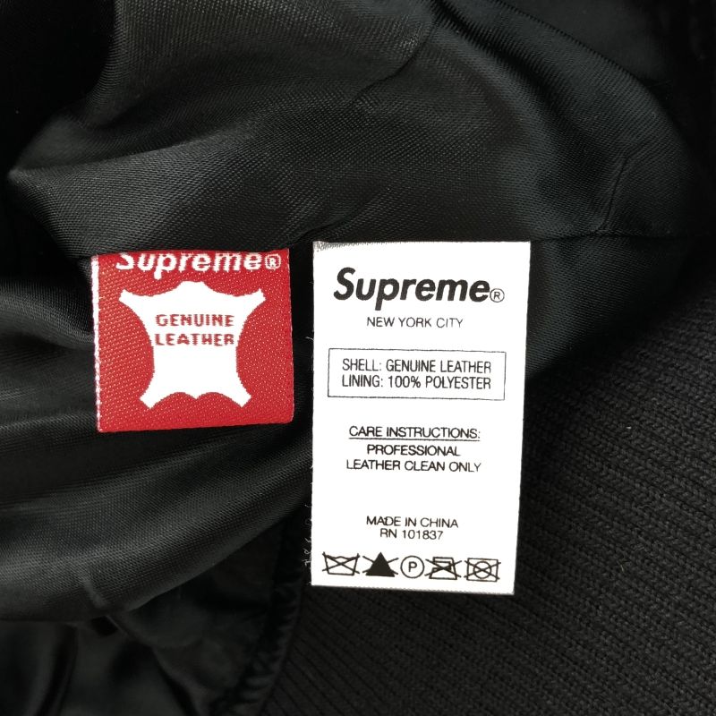 【中古】Supreme Suede Varsity Jacket サイズM 黒/赤 シュプリーム[91][240091393957] 中古】Supreme Suede Varsity Jacket サイズM 黒/赤 シュプリーム[91