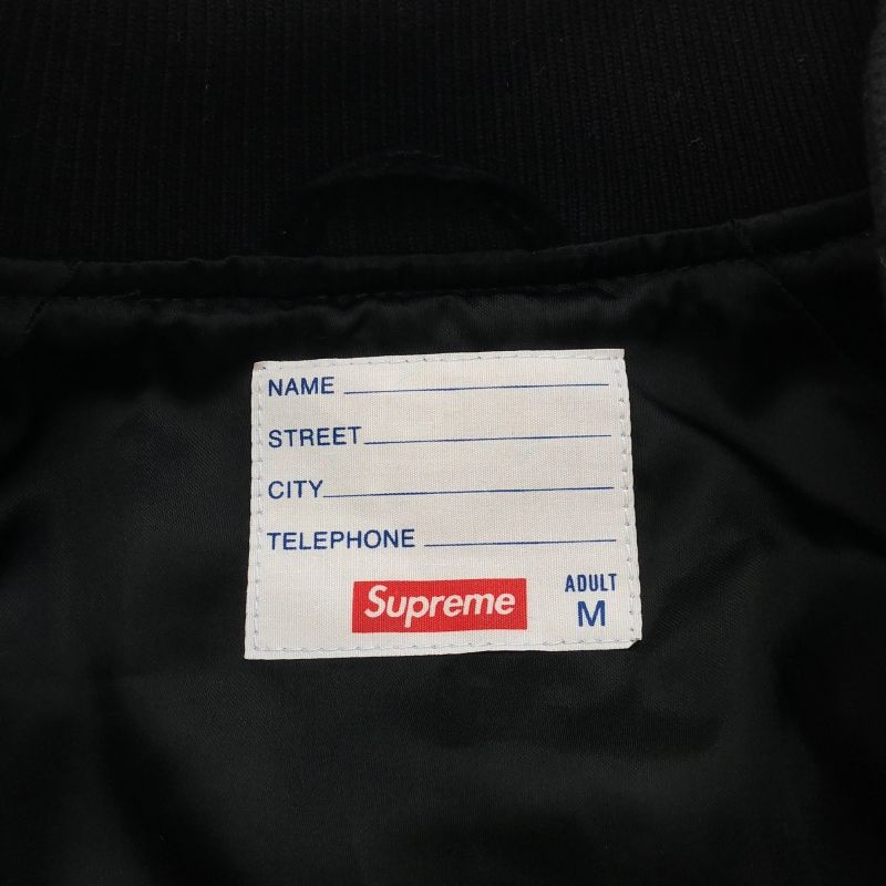 中古】Supreme Suede Varsity Jacket サイズM 黒/赤 シュプリーム[91