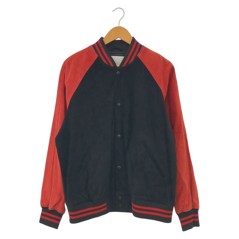 中古】Supreme Suede Varsity Jacket サイズM 黒/赤 シュプリーム[91