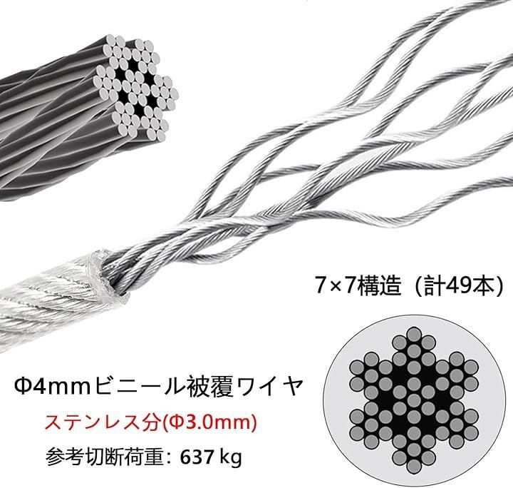 ビニール被覆ワイヤ_6×7(3-5) 無色透明 150M楽天市場】【200M定