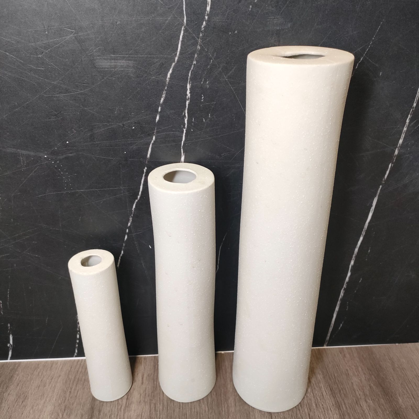 7 花器 3個セット 大中小 シンプル 筒形 花瓶 作家物 刻印 フラワーベース ホワイト インテリア ビンテージ クラッシック レトロ インテリア 小物 雑貨 フラワーアレジメント 華道 リビング 置物