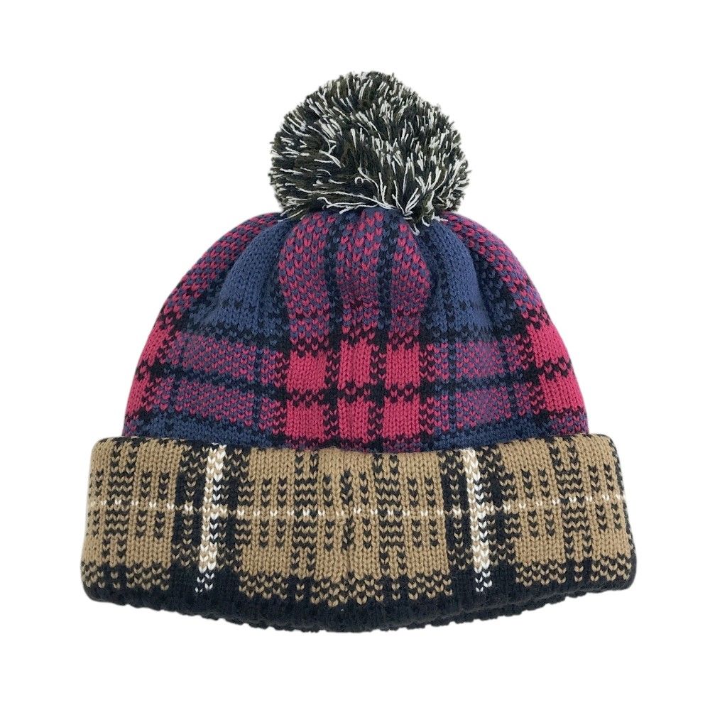 PEARLY GATES パーリーゲイツ モデル ニット帽 チェック柄 ブルー系 FR 240101550383 ゴルフウェア ストスト