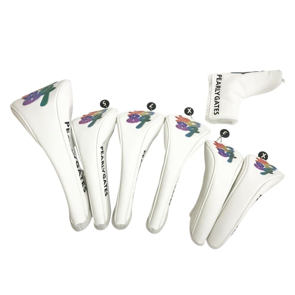 PEARLY GATES パーリーゲイツ 35周年 モデル ヘッドカバー 7点セット ニコちゃん ホワイト系 DR FW×3 UT×2 PT 240101552837 ゴルフウェア ストスト