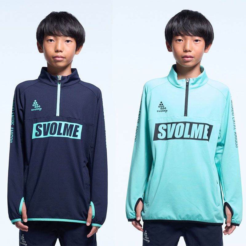 スボルメ svolme Jr起毛あったかのびのびハーフジップ ジュニア サッカー フットサル ウェア ジャージ 25AW 1253-50401 026 BLUE-GRAY LLC-HASEGAWATOSO_COM