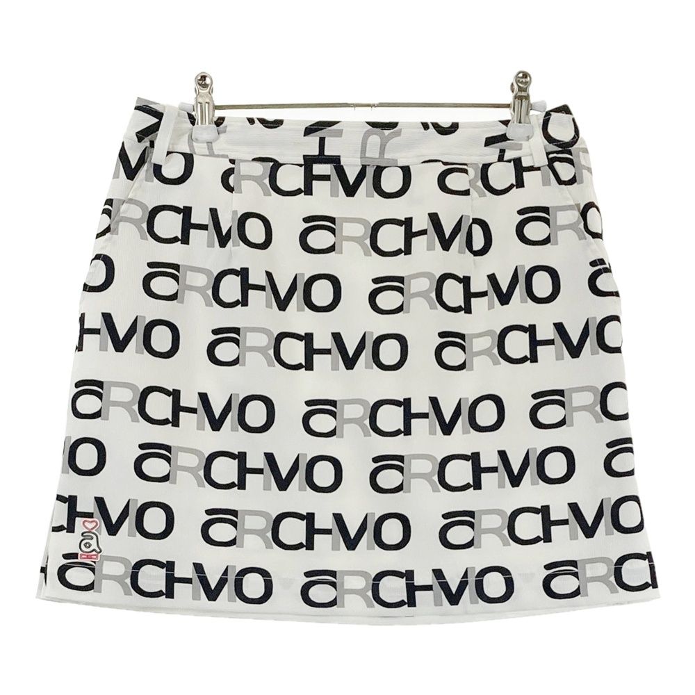 サイズ 40 ARCHIVIO アルチビオ 裏地付 スカート ロゴ総柄 ホワイト系 240101483616 ゴルフウェア レディース ストスト
