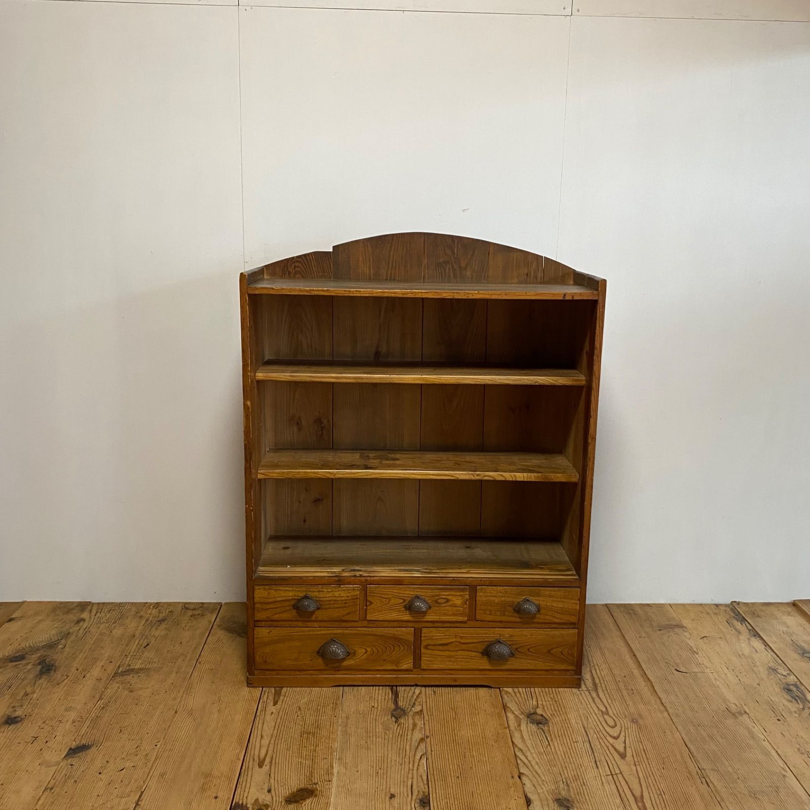 アンティーク オープンラック 棚 シェルフ 無垢材 ナチュラル 本棚 食器棚 y214