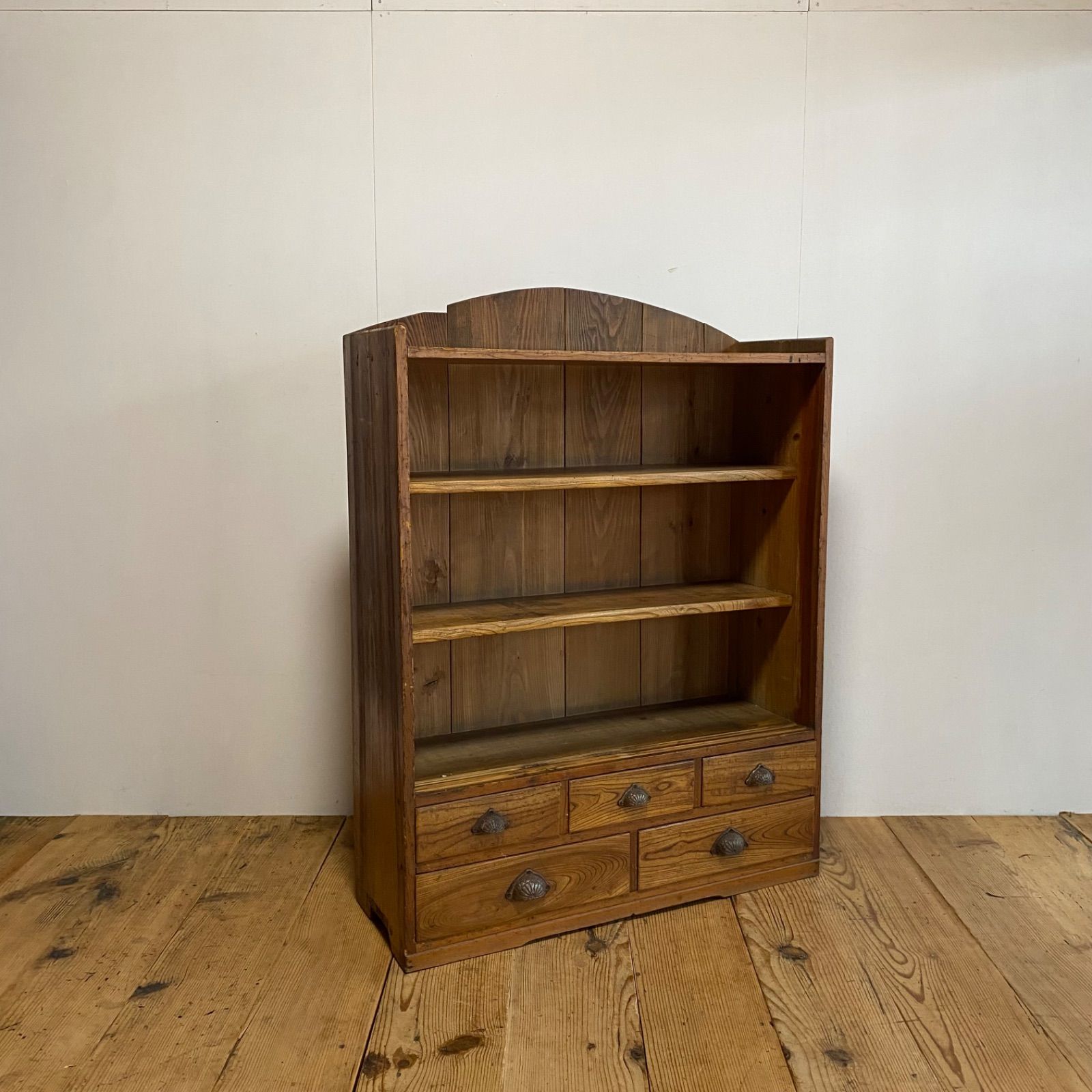 アンティーク オープンラック 棚 シェルフ 無垢材 ナチュラル 本棚 食器棚 y214