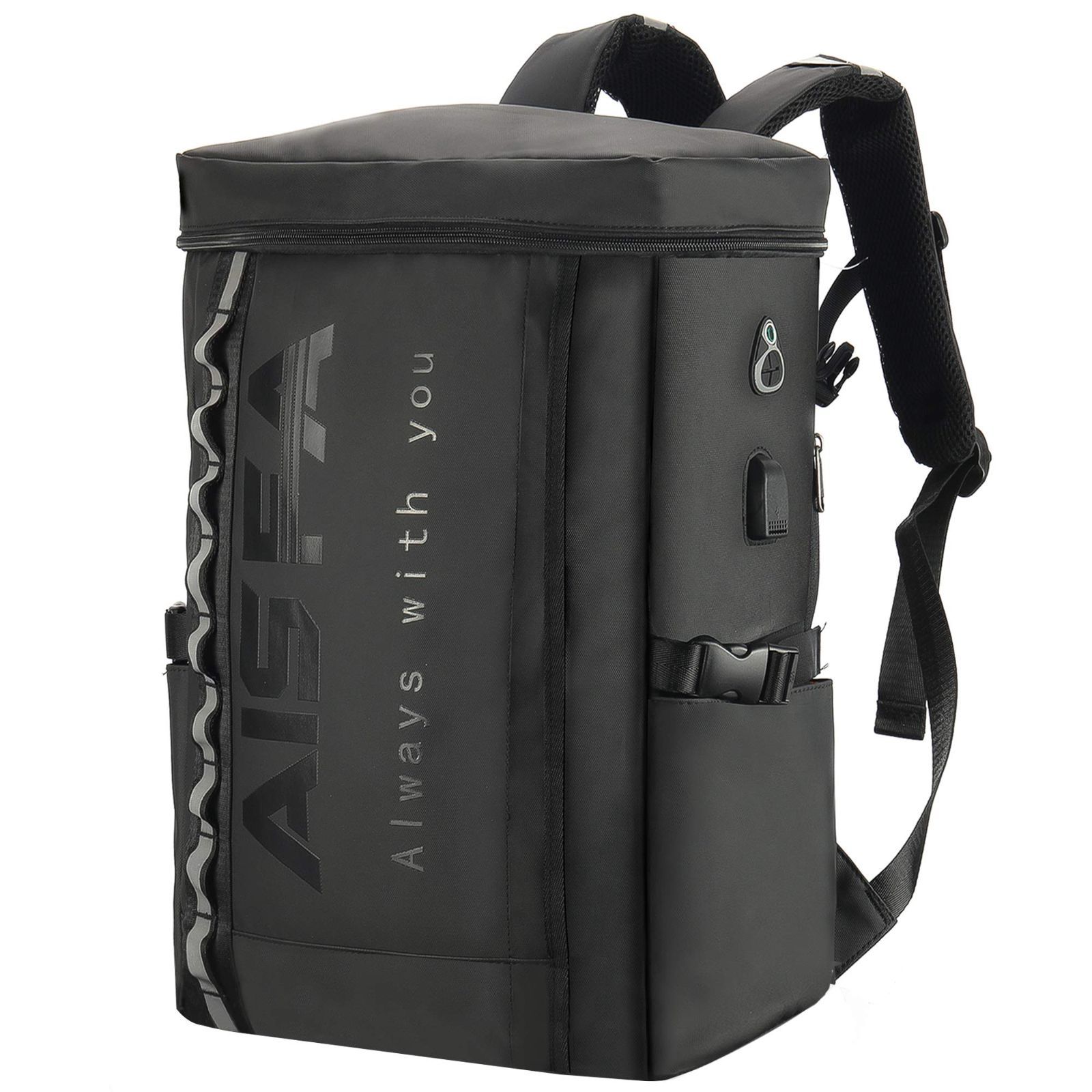 新着商品 通勤 アウトドア旅行防災 30L 靴|弁当収納 USB充電ポート付き ラップトップバック ビジネス PC 防水17インチ バックパック スクエア リュックサック メンズ リュック AISFA