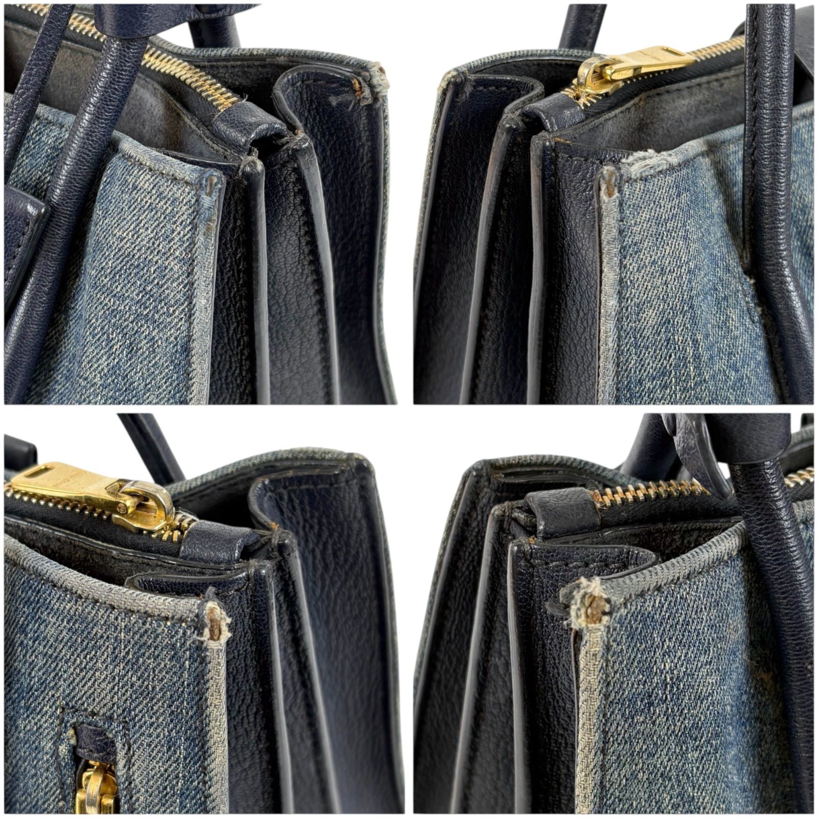 MIU MIU 2WAY Denim Leather Shoulder Bag Navy Blue Authentic