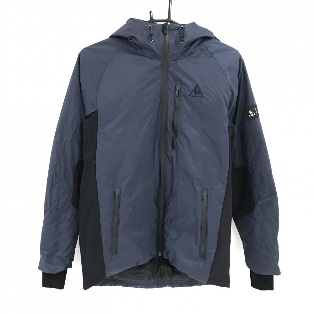 超 ルコックゴルフ×NANGA ダウンジャケット ネイビー×黒 フード付 ダウン90％ メンズ M ゴルフウェア le coq sportif