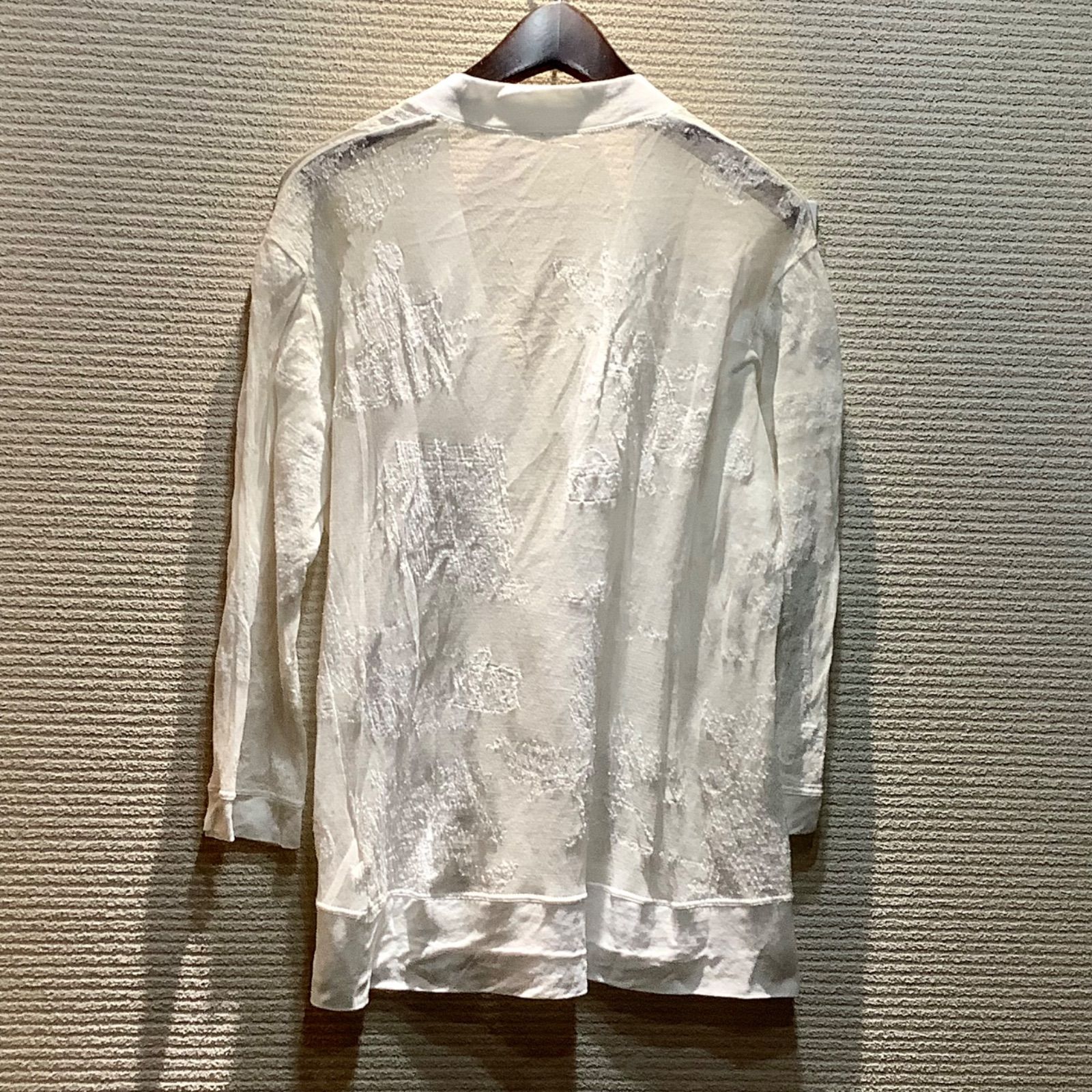 エルメス HERMES PARIS パリ 刺繍 シースルー カットソー エッフェル塔 バーキン 白 ホワイト 36 レディース N 1008 T 20 18