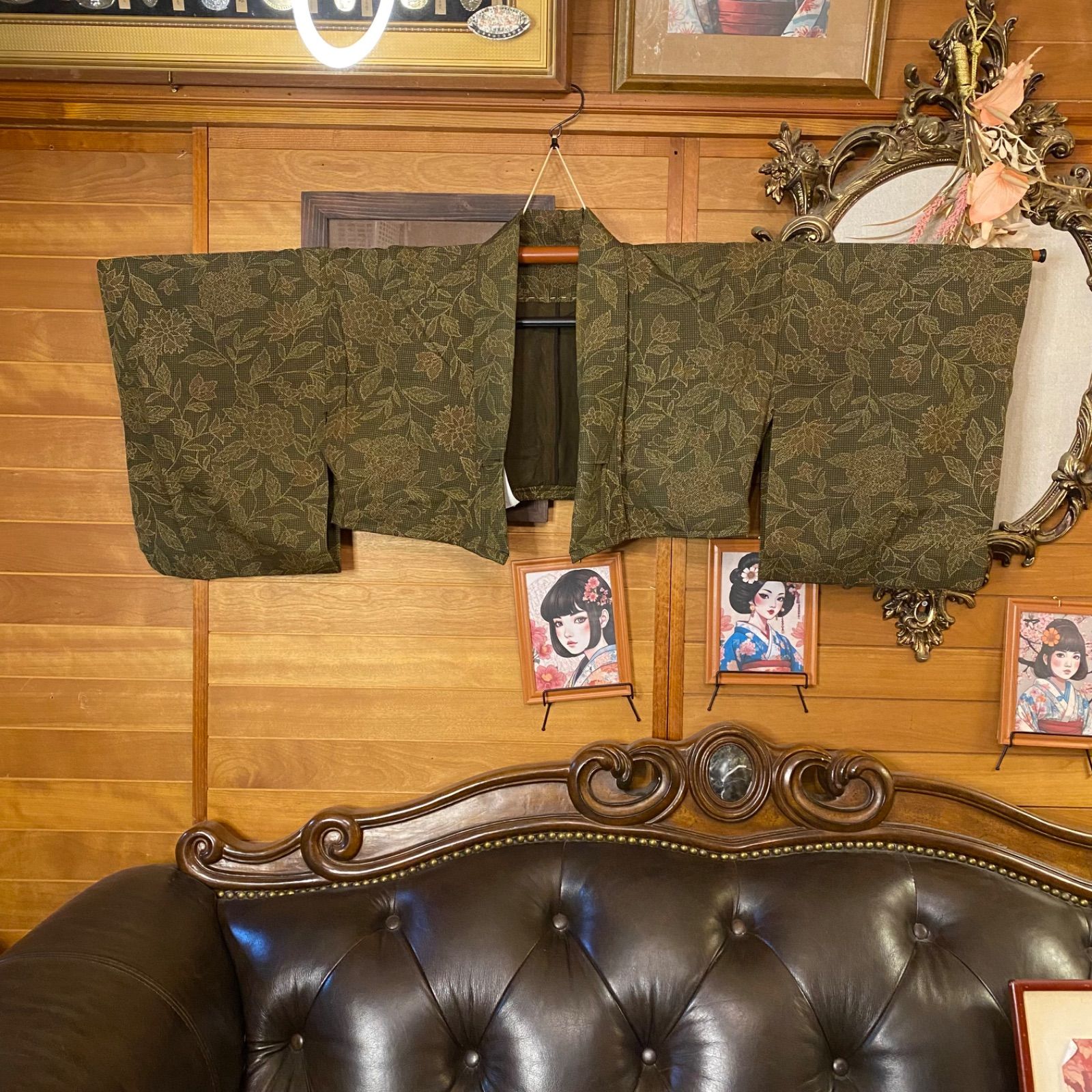 深緑×花唐草模様 O-83