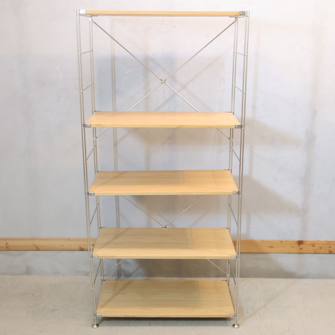 無印 MUJI オーク材 ステンレスユニットシェルフ シンプル 収納棚 オープンラック ナチュラル インダストリアル カジュアル